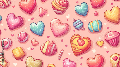 Valentine Seamless heart and flower pattern for romantic decoration