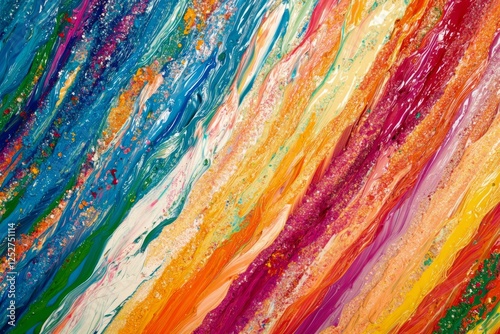 Vibrant colors of thick paint swirled together on a palette for a creative ar...
