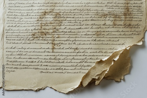 White torn paper with textured surface creating a minimalist design in a well...