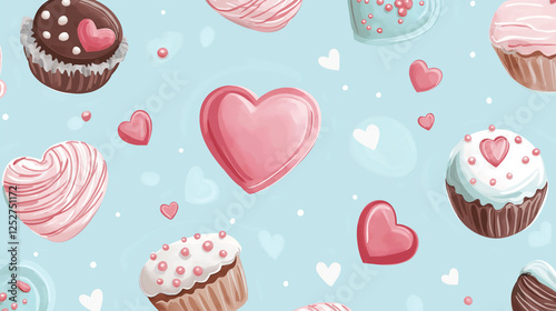 Valentine Seamless heart and flower pattern for romantic decoration