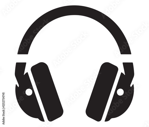 headphones isolated on white background, Black and White Headphone Silhouette Design