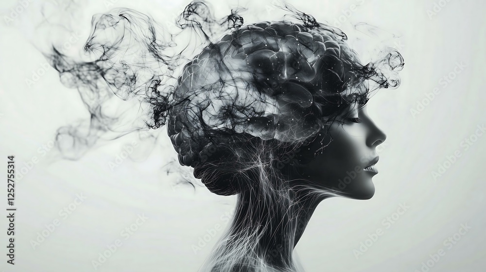 Fototapeta premium double exposure concept Abstract representation of thoughts and emotions in a captivating visual form.