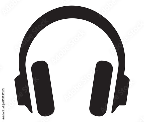 headphones isolated on white background, Black and White Headphone Silhouette Design