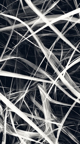 Abstract white lines intersecting on a dark background create an artistic vis...