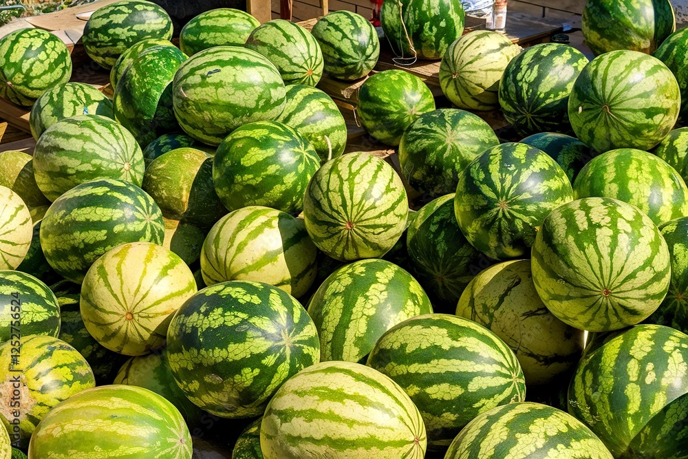 A bunch of watermelons are piled up on top of each other A bunch of watermelons are piled up on top of each other