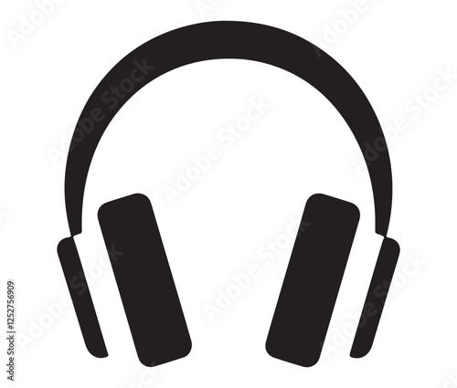 headphones isolated on white background, Black and White Headphone Silhouette Design