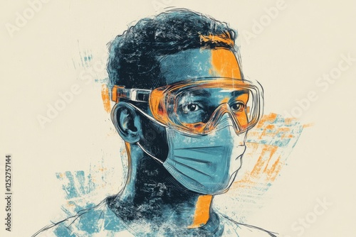 Health worker preparing for duty with protective gear in a healthcare facilit...