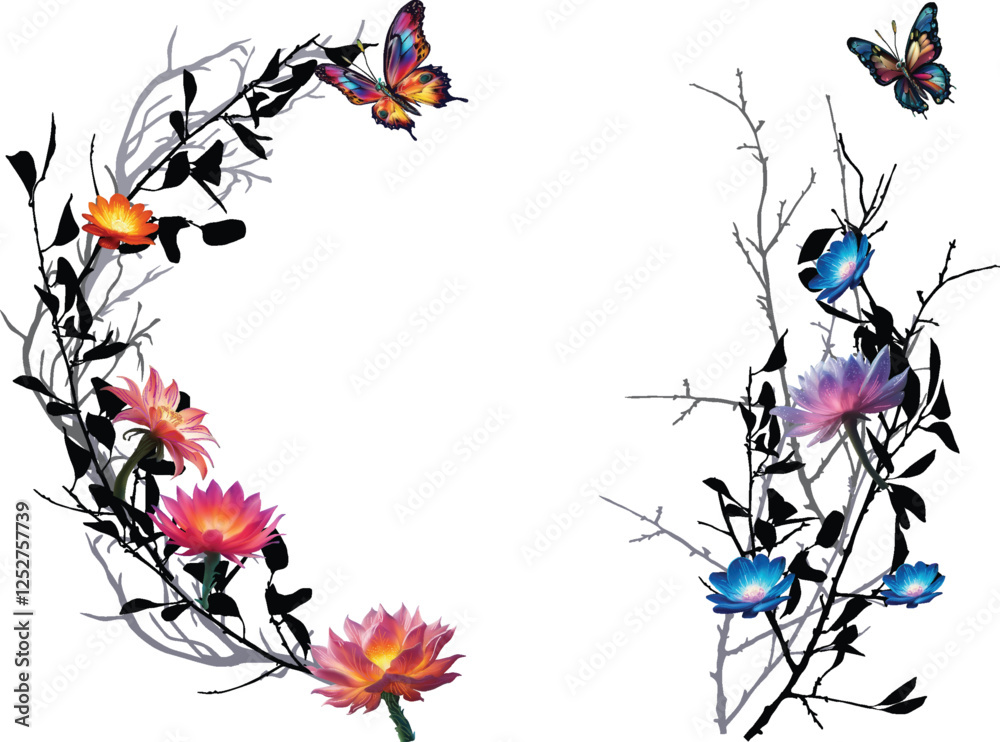 Fototapeta premium flowers two decorations isolated on white