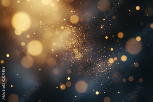 Sparkling golden bokeh lights create a dreamy atmosphere during a festive nig...