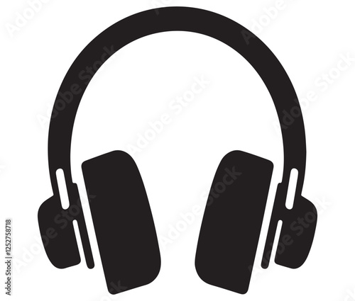 headphones isolated on white background, Black and White Headphone Silhouette Design