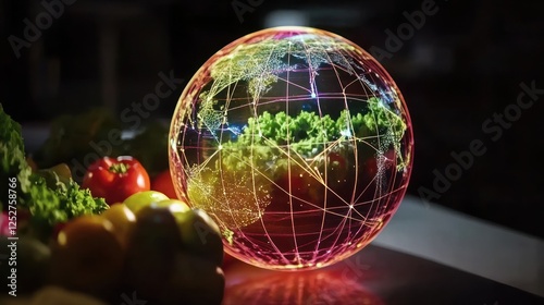 Global food supply chain network concept.