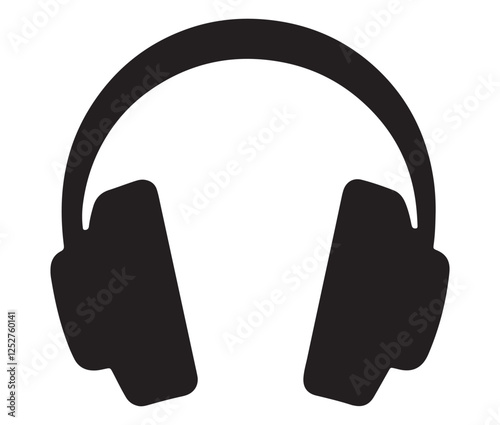 headphones isolated on white background, Black and White Headphone Silhouette Design