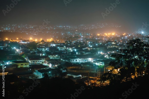 Wallpaper Mural Vibrant city street illuminated by neon lights with heavy traffic at night Torontodigital.ca