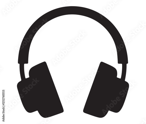 headphones isolated on white background, Black and White Headphone Silhouette Design