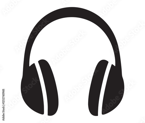 headphones isolated on white background, Black and White Headphone Silhouette Design