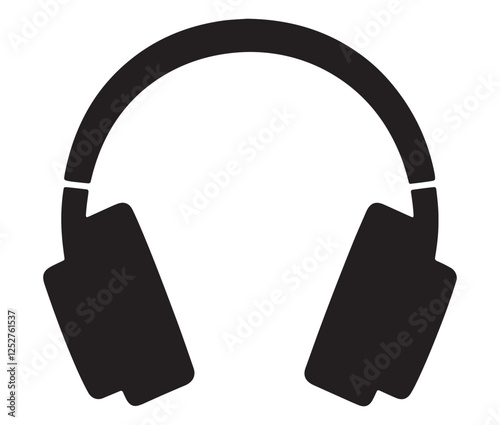 headphones isolated on white background, Black and White Headphone Silhouette Design
