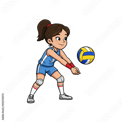 Girl Volleyball Player Cartoon Illustration