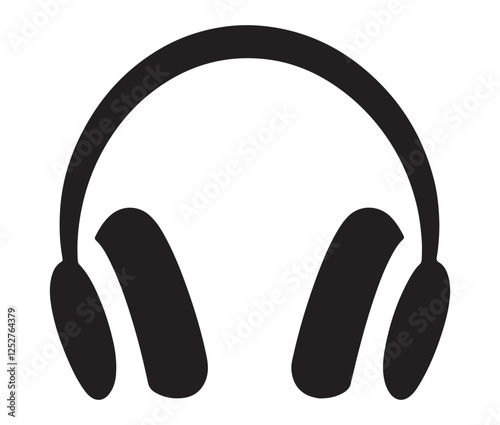 headphones isolated on white background, Black and White Headphone Silhouette Design