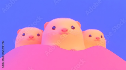 Energetic Ferrets Playfully Scurrying and Exploring Through a Warm Cozy Underground Burrow or Den
