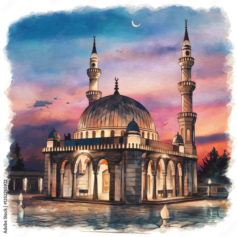 Obraz premium Mosque Painted In Watercolor