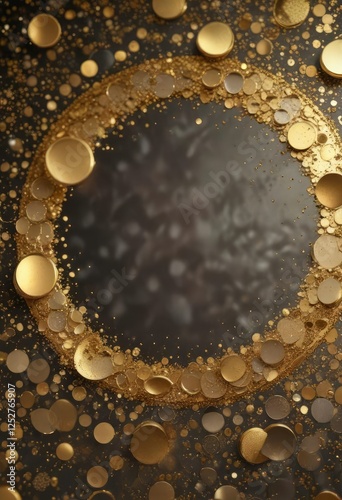 Iridescent gold spot glitter textured circles background , gold, shimmering, shimmer photo