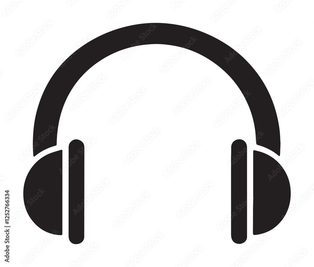 headphones isolated on white background, Black and White Headphone Silhouette Design headphones isolated on white background, Black and White Headphone Silhouette Design
