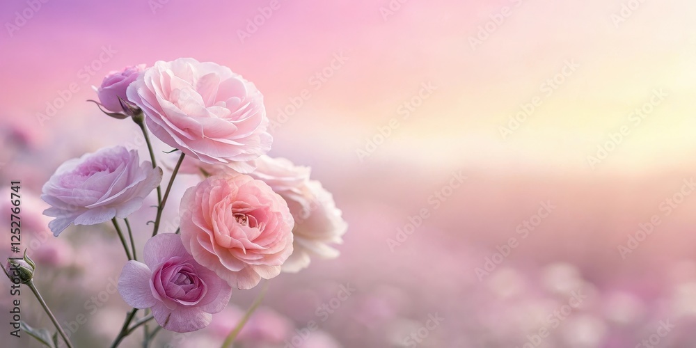 Obraz premium Pastel Pink Ranunculus in Bloom