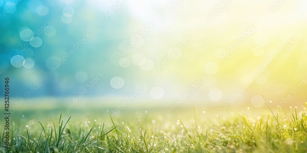 Obraz premium Sunny Grass Field with Bokeh Effect