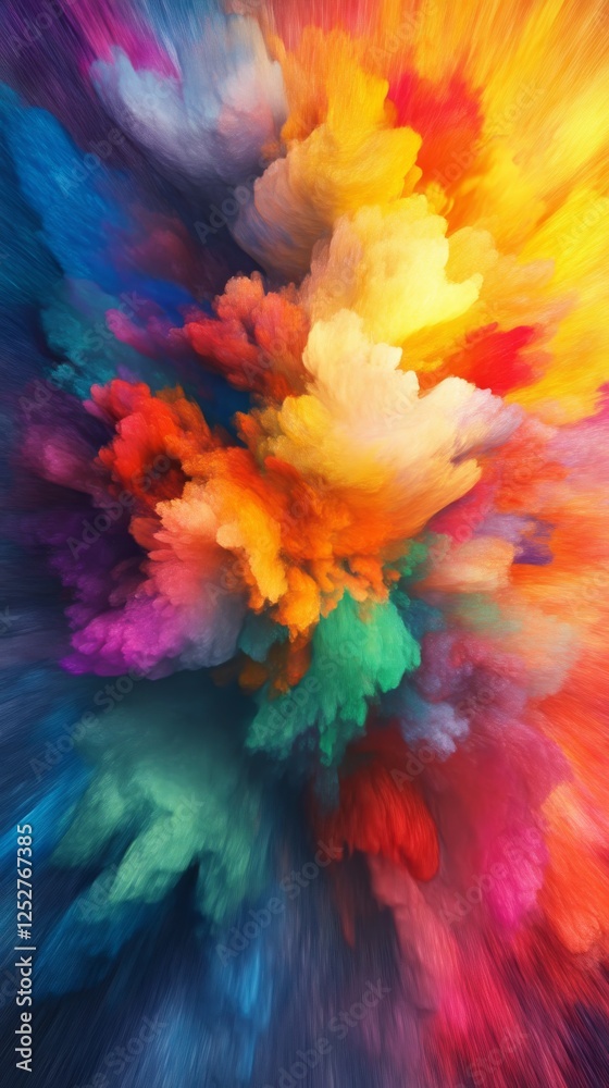 Colorful abstract explosion of vibrant paint clouds, dynamic art and creativity concept Colorful abstract explosion of vibrant paint clouds, dynamic art and creativity concept