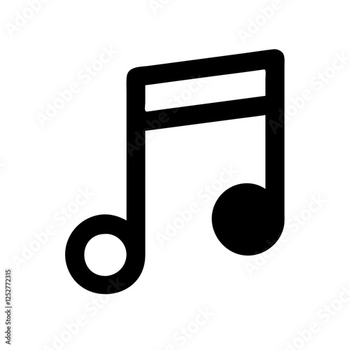 Musical note symbol representing sound and melody on clear background
