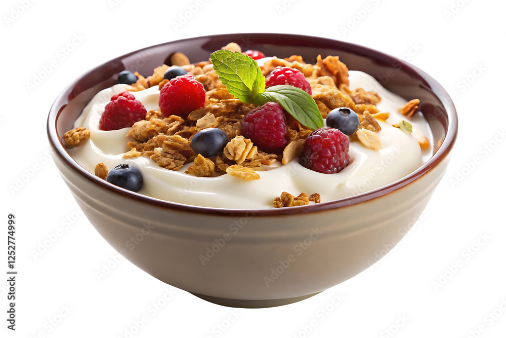 bowl of yogurt with granola image isolated on transparent background bowl of yogurt with granola image isolated on transparent background