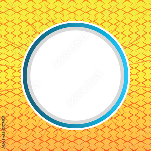 A bright yellow circle with blue lines radiating outwards. The circle is white and blue, and it is surrounded by a yellow background. The blue lines create a sense of movement and energy