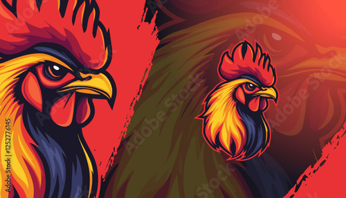 Rooster Mascot Logo – Bold & Fierce Chicken Character for Branding & Esports team