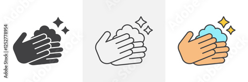 Wash your hands icons pack for website designs