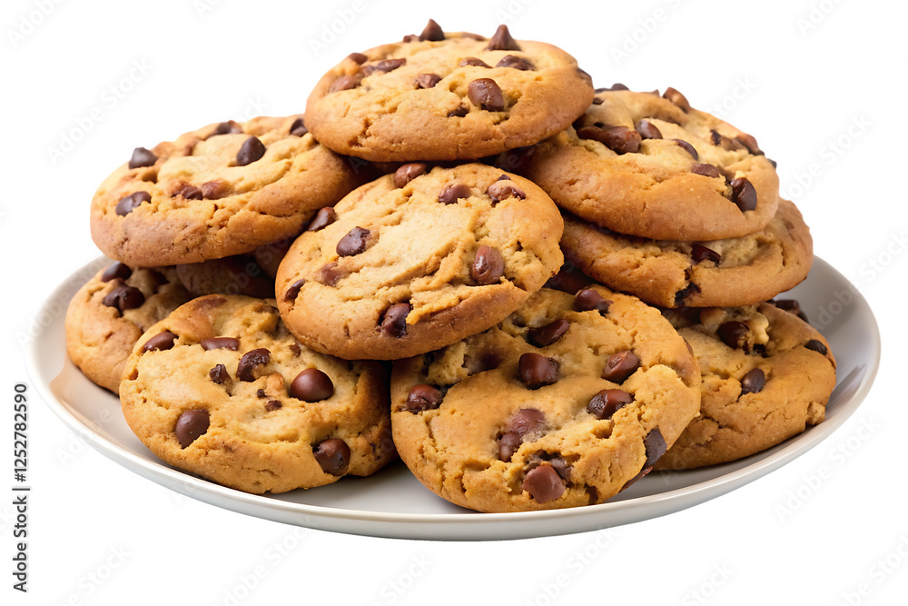 plate of chocolate chip cookies image isolated on transparent plate of chocolate chip cookies image isolated on transparent