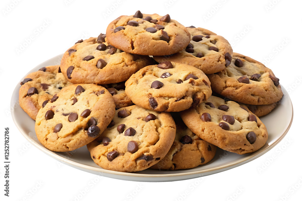 plate of chocolate chip cookies image isolated on transparent background plate of chocolate chip cookies image isolated on transparent background