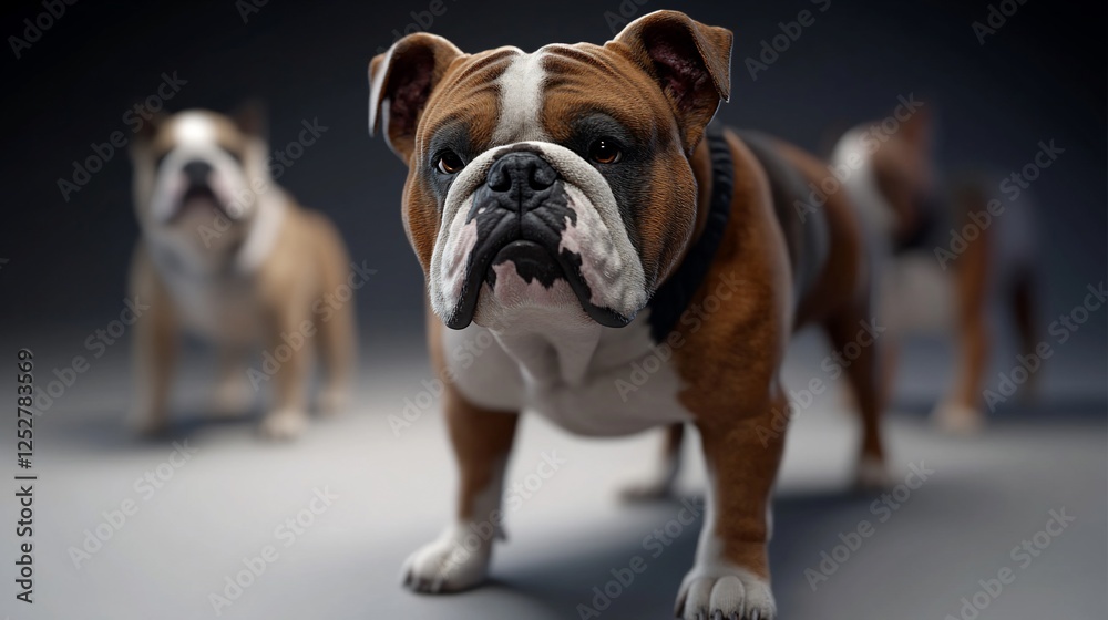Fototapeta premium Majestic English Bulldogs: A Stunning Portrait of Canine Companionship