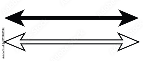 double side long and thin arrow icon set. flat style left and right long arrow icon. vector illustration.