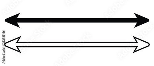 double side long and thin arrow icon set. flat style left and right long arrow icon. vector illustration.