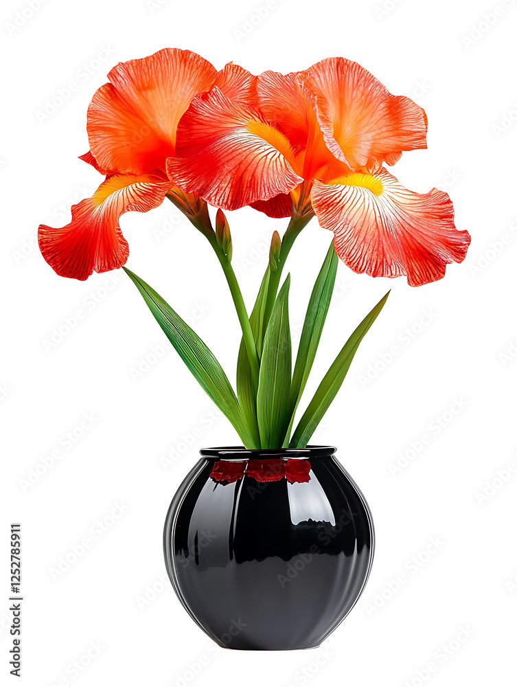 Vibrant flower arrangement in black vase home decor indoor setting modern aesthetics Vibrant flower arrangement in black vase home decor indoor setting modern aesthetics