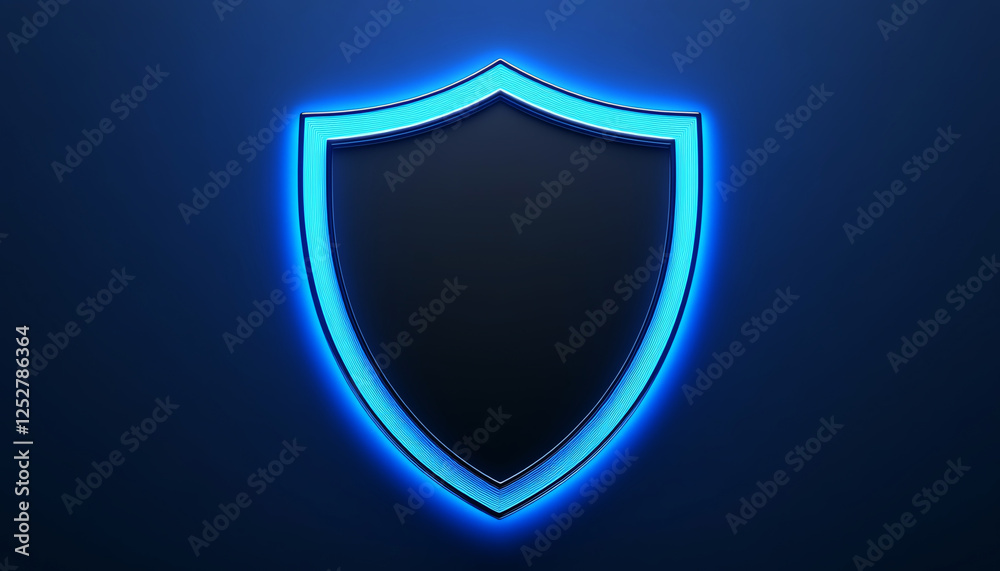 digital blue shield symbolizing cybersecurity on dark background. digital blue shield symbolizing cybersecurity on dark background.