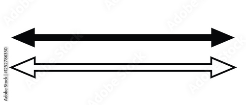 double side long and thin arrow icon set. flat style left and right long arrow icon. vector illustration.