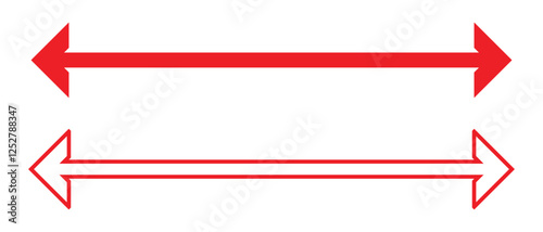 double side long and thin arrow icon set. flat style left and right long arrow icon. vector illustration.
