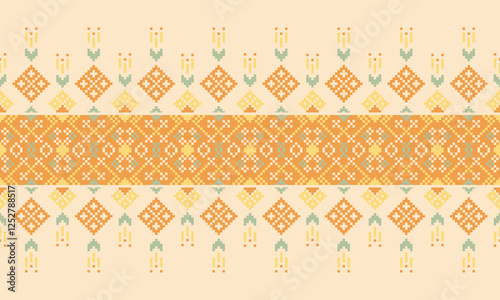 Pixel art meets fabric in this cutting-edge design. The bold contrasts and structured shapes create a versatile look, making it ideal for modern interiors, chic clothing, and statement accessories.