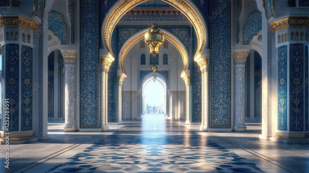 Majestic architectural interior showcasing intricate designs and illuminated pathways in a grand hall Majestic architectural interior showcasing intricate designs and illuminated pathways in a grand hall