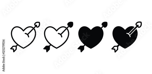 love heart shape with arrow icon symbol sign vector design black white color simple flat illustration sets 