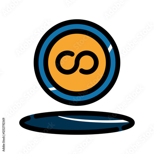 Delete symbol circle in a blue ring above a blue oval. Versatile design element for branding, logos, icons, or digital graphics.