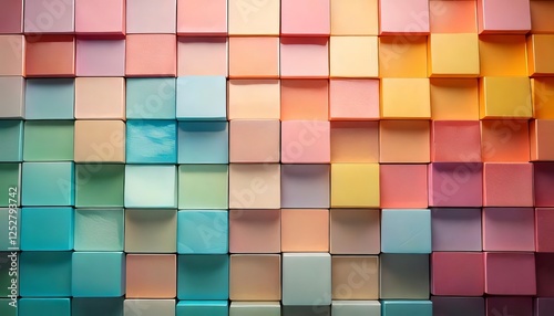 A grid of pastel-colored squares with subtle shadows for a 3D effect