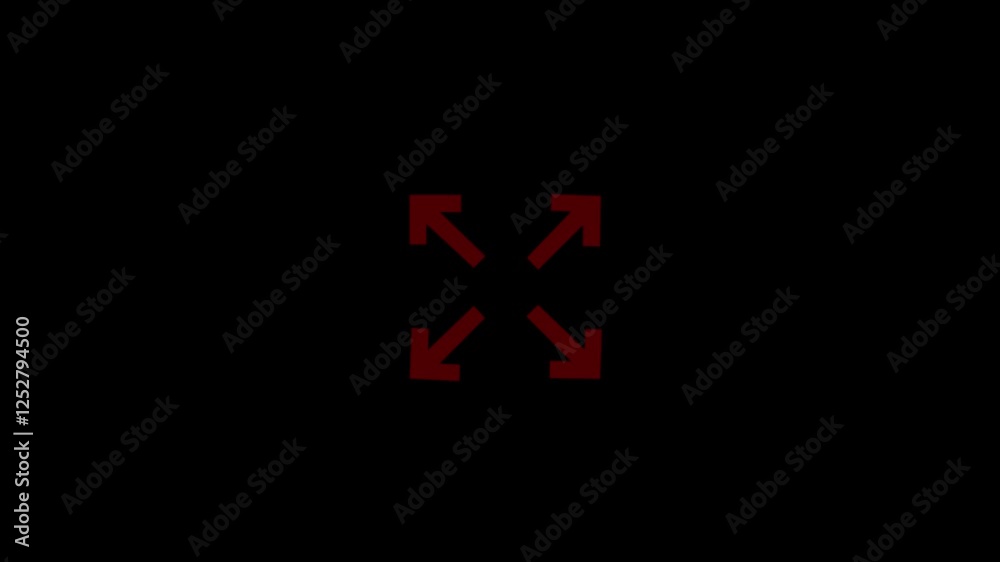 White line Many ways directional arrow icon isolated on black background. 4K Video motion graphic