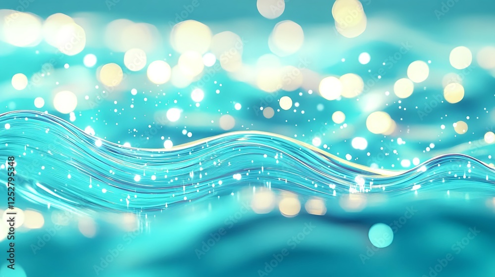 Teal Wave Abstract Background with Lights - Abstract backgrounds Teal Wave Abstract Background with Lights - Abstract backgrounds
